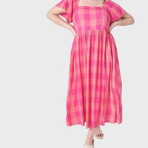 Pink Checkered Women's Dress